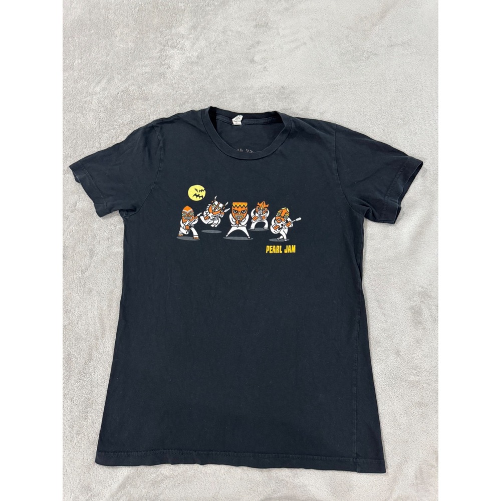Pearl Jam Ten Club 2017 Halloween T-Shirt Mens M Black Tiki Band Graphic Tee